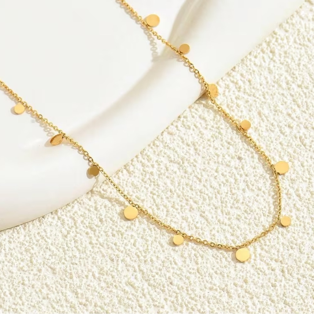 NEW 18K Gold Plated Beautiful Elegant Gold Disc Necklace Chain Bohemian Retro - Picture 6 of 8